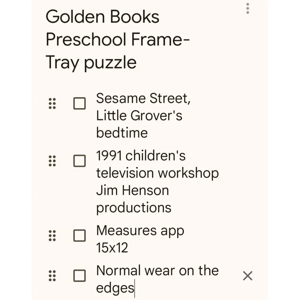 Sesame Street Babies Little Grover Bedtime Frame Tray‎ Puzzle 1991